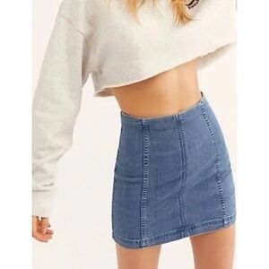 Free People Modern Femme Denim Mini Skirt Womens Sz 4 Rave Festival Dainty